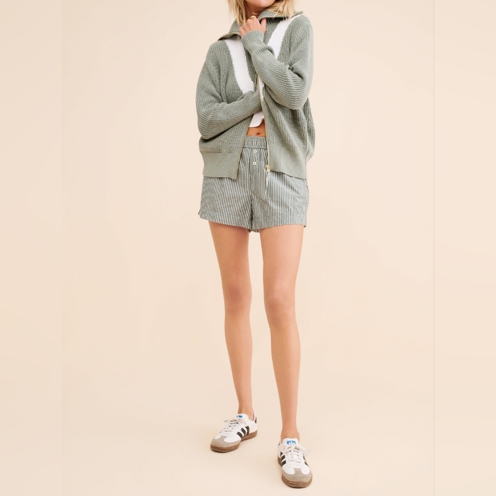 VARLY Ada Full Zip Through Knit Sweater oversize SZ XS - Picture 5 of 16